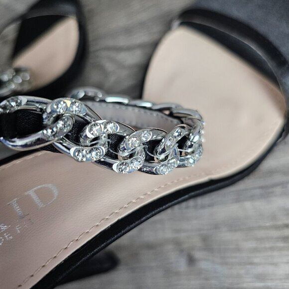 RAID Revvy Embellished Chain Ankle Strap Black Heeled Sandal - Picture 9 of 13